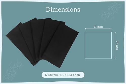 Image of Black Flour Sack Tea Towels - 100% Cotton, 27 inchx27 inch, 5 Pack, Highly Absorbent Dish Towels - Versatile Use for Baking - Customize with Embroidery, Printing or Sublimation