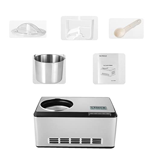 2L Edelstahl Eismaschine mit Kompressor, Speiseeisbereiter Eismaschine Selbstkühlend, 180W starke Leistung und Kein… – Bild 6