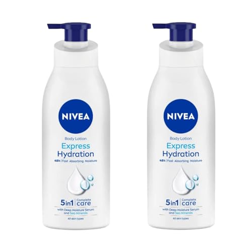 NIVEA Express Hydration Body Lotion with Sea Minerals & Deep Moisture Serum for Normal to Dry Skin, Fast Absorbing, 48H Moisture, Lightweight Non-Greasy Formula, 400ml Moisturizing Lotion, Pack of 2 - image 1