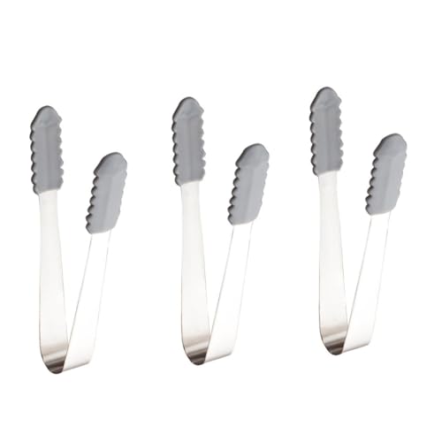 Cabilock 3PCS Stainless Steel Food Serving Tongs Multifunctional Ice Cube Clips with Toothed Design for Sugar Slices and More for Parties and Daily Use