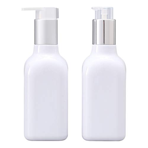 Preisvergleich Produktbild Cabilock 2 Stücke Pumpenflasche Weiß Pumpspender Seifespender Leer Nachfüllbar Reiseflasche Handgel Gelspender Flasche für Küche Bad Außen 200ml (Pattern 2)
