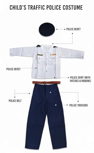 Image of Community Helper Uniform Costume for Kids | Role Play pilot, Traffic police, Navy Fancy Dress for School Functions & Theme Parties