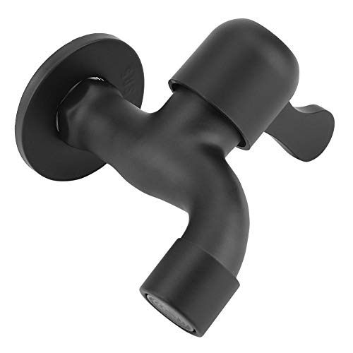 MAGT Kaltwasser Armatur Waschmaschiene, Wandmontage Garten Waschmaschiene Wasserhahn Schwarz Öl Eingerieben Messing Wasserhahn Bibcocks Kaltwasserhahn for Badezimmer