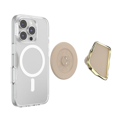 Image of PopSockets Phone Grip for MagSafe, Magnetic Holder, Phone Stand, Crystal - Enamel Latte Cut