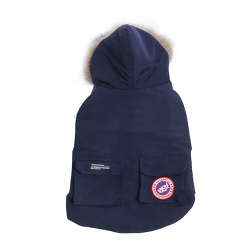 Morycat犬服 秋冬 袖なし ジャケット 綿服 フード付き ダウンベスト 厚手 暖かい 防寒 ドッグウェア 洋服 防風 着脱簡単 お出掛け お散歩 小中大型犬 (ブルー,XL)