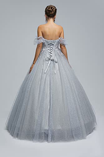 Image of Women's Beading Sweetheart Ball Gown Tulle Layed Long Quinceanera Dress