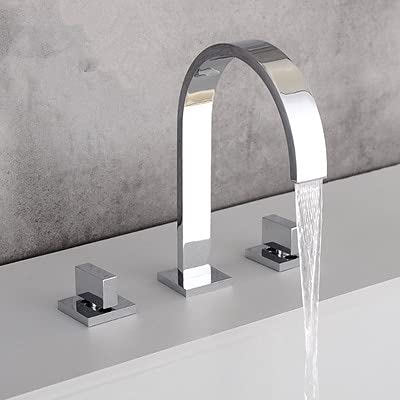 Robinet de lavabo chrome à 3 trous pour eau chaude et froide