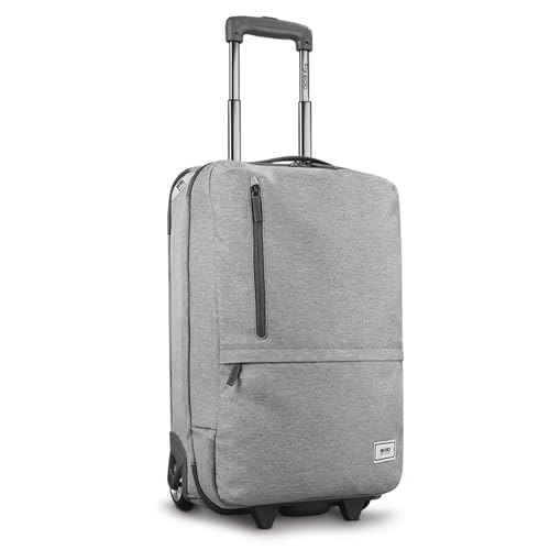 Solo New York 22 Inch Carry On Luggage - Softside Suitcases for Travel, Wheeled Rolling Bag, 2 Wheel Upright, Carry-On Size for Airplanes, Push-Button Telescoping Handle - Re:Treat, Gray