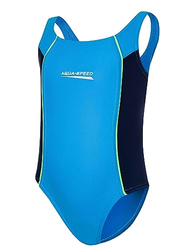 Aqua Speed Badeanzug Einteiler Mädchen | Kinderbadeanzug | UV Badebekleidung für Kinder | Mädchenbadeanzug schön | Swimwear | Sportbadeanzug | Blue - Navy | Gr. 128 cm | Luna