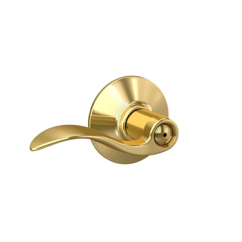SCHLAGE Accent Bed/Bath Privacy Door Handle with Lock, Bright Brass - image 2