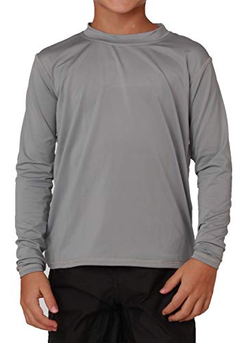 INGEAR Boys' Swim Shirt UPF Boys Sun Shirts Boys' Long Sleeve Rash Guard (Silver, Small)