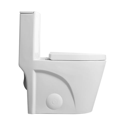 Inodoro de una pieza alargado, altura cómoda ADA, montado en piso, doble descarga 1,1/1,6 GPF, certificado WaterSense, con asiento de cierre suave, descarga por sifón MaP 1000 g, cerámica blanca miniatura 7