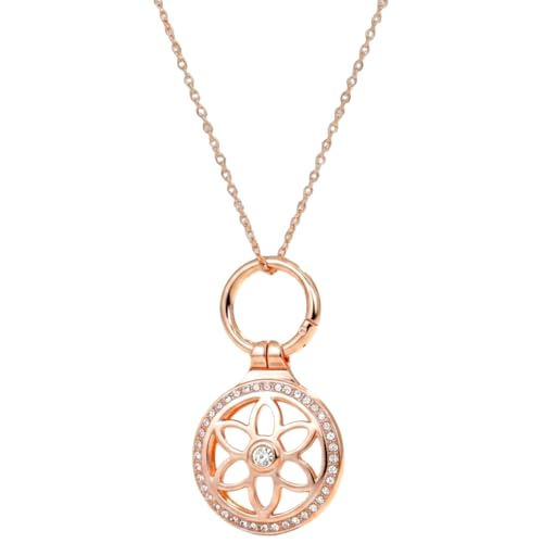 Sopopal Airtag Necklace for Adults Metal Jewelry Chain Airtag Holder Necklace for Women Men GPS Tracker Compatible with Air Tag (Rose Gold)