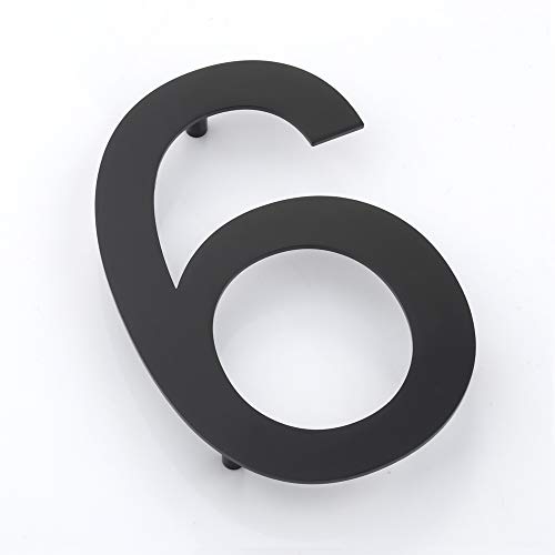 Mellewell Floating House Numbers 5 Inch Stainless Steel 18-8, Comtemporary Style Black, Number 6 Six, HN05HB-6 - Thumbnail 4