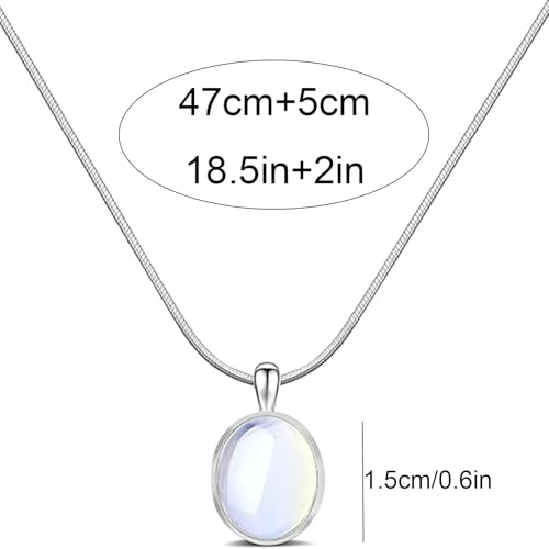 Moonstone Pendant Necklace for Women Blue Teardrop Pendant Necklace Aquamarine Obsidian Necklace Healing Crystal Necklace Snake Bone Chain Necklace Trendy Handmade Jewelry3