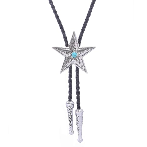 Image of Cowboy Bolo Tie for Men, Vintage Cow Skull Bolo Tie Necklace Native American Necktie for Men Women
