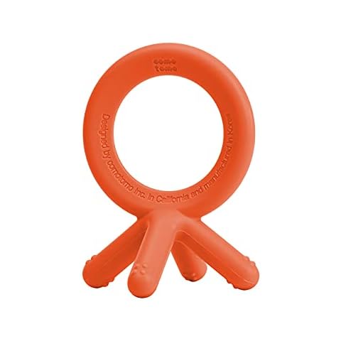 Comotomo Silicone Baby Teether, Orange Cover