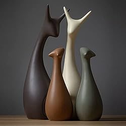 Maceteros Nordicos Precio Lin's Wood Adorno de Animales Decoración de Porcelana Ciervo Artesanía de cerámica Arte Muebles creativos Adornos Regalo Familia Matts Cuatro Personas Inicio Ciervo.