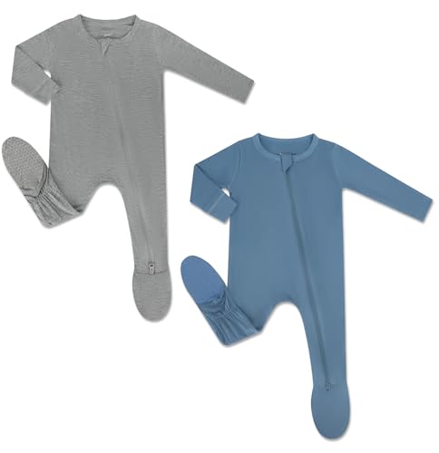 Image of HAPIU Rayon from Bamboo Baby Footed Pajamas, 2 Way Zipper YKK, Footie for Baby Boy Girls, Newborn-24 Months