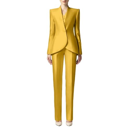 Women's Shiny Satin Suit 3 Piece Slim Fit Set Formal Jacket Pants Vest Sets for Women Suits Dinner