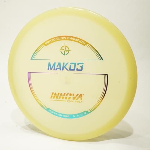 Innova Proto Glow Champion Mako3 Disc Golf Midrange Disc, Glows in The Dark, Pick Color/Weight [Stamp & Exact Color May Vary] White (Milky, clearish) 180 Grams