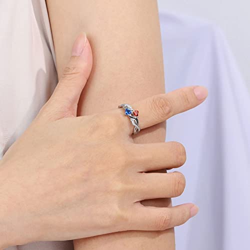 10K/14K/18K Gold 1/10 Cttw Natural Diamond Personalized Infinity Birthstone Rings for Women with 2 Birthstone Engraved 2 Names Promise Rings for Mom3
