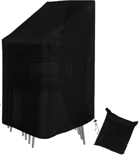 Timisea Schutzhülle für Gartenstühle, Wasserdicht & UV-beständig, | 420D Oxford – Für Stapelstühle, 75x75x120cm