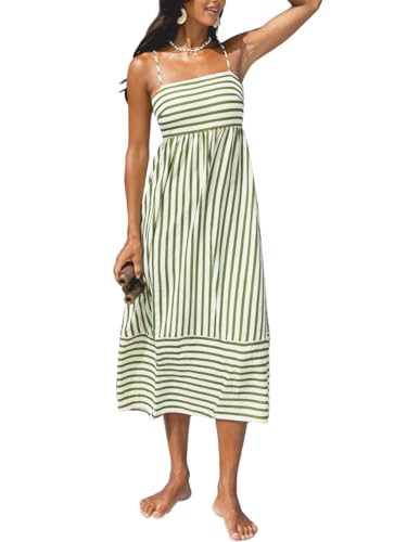 Image of CUPSHE Womens Summer Maxi Dress Striped Sleeveless Square Neck Cutout Backless Cami Strap Casual Beach Long Dress 2026