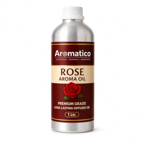 Image of AROMATICO Rose Diffuser Oil with Strong, Long-Lasting Aroma. Classic Floral Aroma Oil for Homes, Offices & Showrooms. Aromatherapy, Diffusers, Air Purifiers, Vaporizers - 1 L(1000 ml)