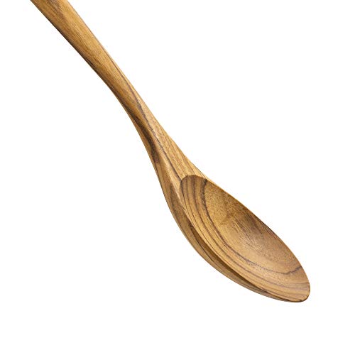 Faay 13.5" Teak Cooking Spoon, Wooden Spoon, Mixing Spoon Handcraft From Teak | Healthy And High Moist Resistance For Non Stick Cookware #TOP5