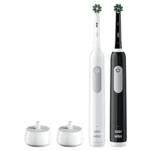 Image of Oral-B Pro 1000 CrossAction Electric Toothbrush, Black and White, 2 Count