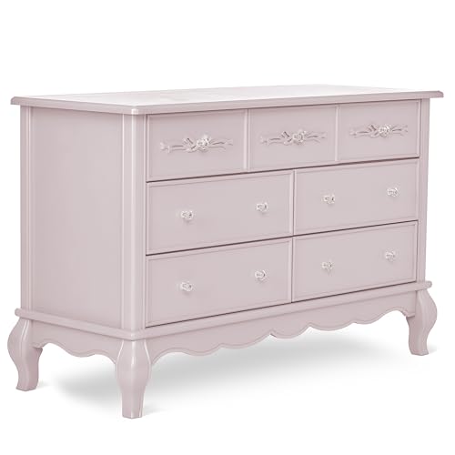 Image of Evolur Aurora 7 Drawer Double Dresser, Dusty Rose
