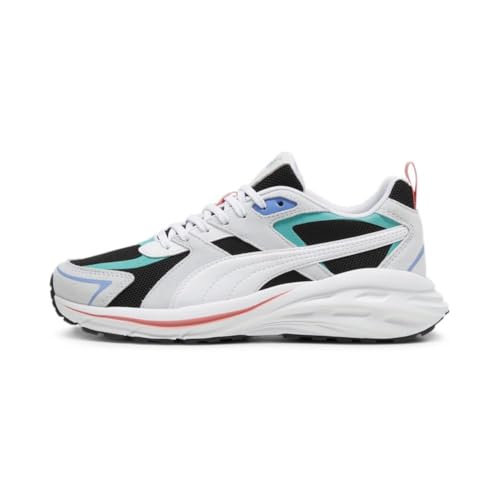 PUMA Womens Hypnotic Leather Sneaker, Womens Black Womens White-Silver Mist-Sparkling Green, 6