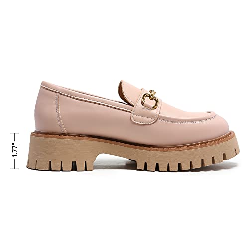 Image of Platform Loafers for Women Chunky Heel Lug Sole Loafers Slip ons Round Toe