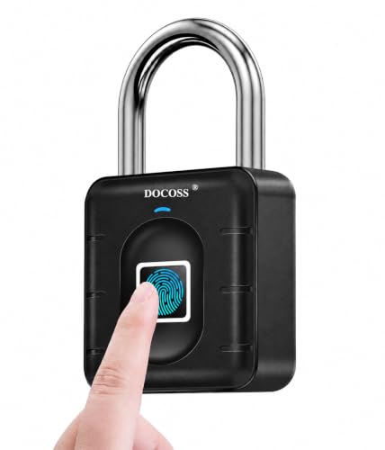 Image of DOCOSS Smart Biometric Padlock, Fingerprint Door Lock, Small Waterproof Lock for Suitcase,Home, Office, Gym Locker, Gate