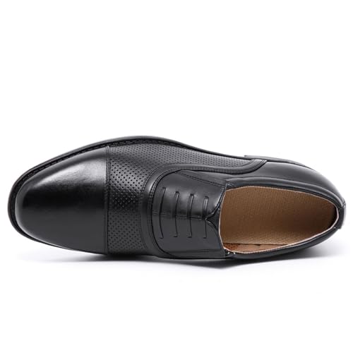 Fashion Breathable Pointed Toe Oxford Shoes Classic Round-Toe Low Top Block High Heel Shoes Slip-On Oxford Dress Loafers Modern Wedding Office Work Tuxedo Shoes3