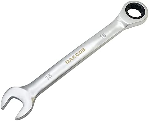 DAKCOS Fixed Head Ratchet Spanner 17mm Ratcheting Combination Wrench Chrome Vanadium Steel