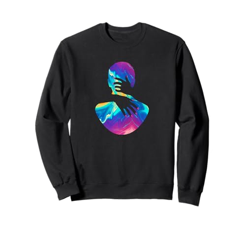 Embracing a Painting of a Colorful Fluid Man Trippy Sweatshirt
