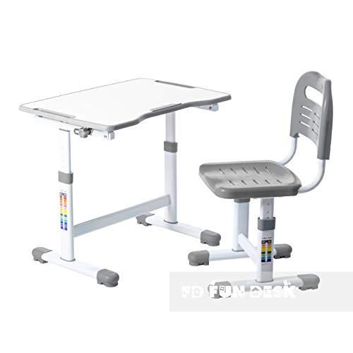 Preisvergleich Produktbild FD FUN DESK Sole II Grey Kinderschreibtisch höhenverstellbar, Schülerschreibtisch neigungsverstellbar, Schreibtisch für Kinder mit Stuhl, 700x500x510-760 mm