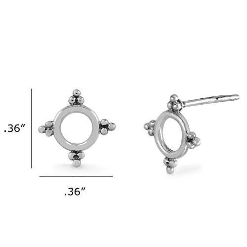 Boma Jewelry Sterling Silver Four Point Open Circle Stud Earrings4
