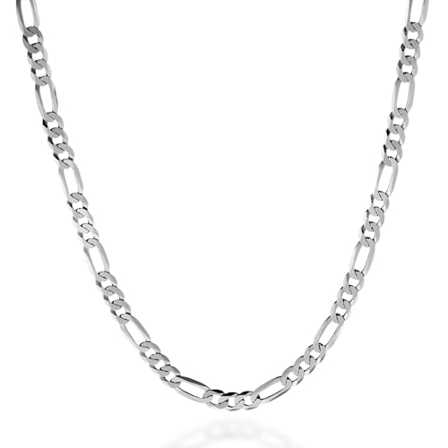 QUADRI - Collier Homme or Femme en Argent 925 - Chaîne Figaro Largeur du Maillon 5 mm - Cadeau...