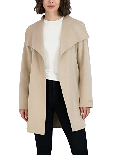 Image of TAHARI Women's Double-faced Luxury Soft Wool Blend Peacoat- Wrap Wool Coat With Removable Belt