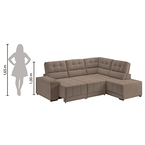 Sofá de Canto Retrátil e Reclinável com Molas Firenze Capuccino