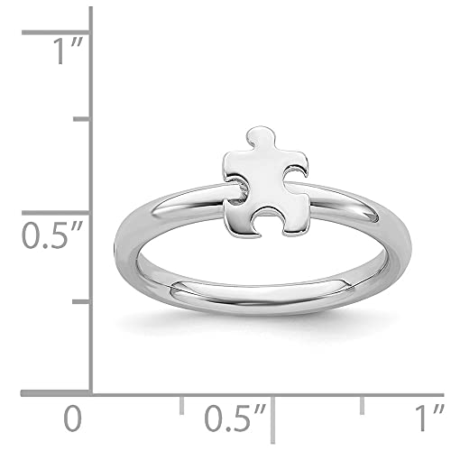 Stackable Expressions 2.5Mm Sterling Silver Autism Awareness Puzzle Piece Ring - Size 5 #TOP4