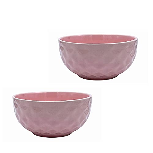 Era India Serenity Ceramic Bowl Set – Serveware, Serving Bowls, Microwave Safe, Dishwasher Safe 500ml Bowl (Set of 2, Pastel Pink)