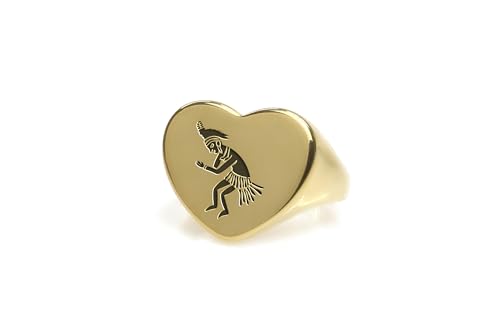 Bague Tribu Africaine en or 14k gravée avec motif cœur élégant