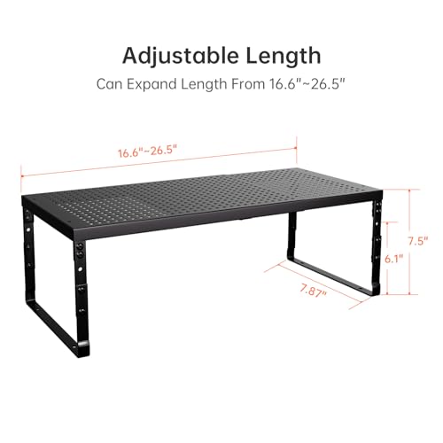 Image of Expandable Adjustable Stackable Kitchen Organizer,Pantry Storage Shelves Racks,for cabinets Shelf, Kitchens, countertops, bathrooms,RV(1Pack /Black,Medium)
