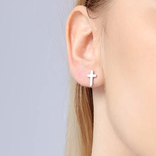 Hanfly Cross Earrings 925 Sterling Silver Cross Stud Earrings Fashion Earrings Cross Earrings (Silver) #TOP5