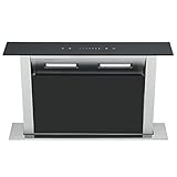 Cookology Downdraft Extractor Fan in Black Glass - 60cm Width - Kitchen Island Cooker Hood - Touch Slider Control Panel - Concealed in Worktop - Powerful Extraction Rate