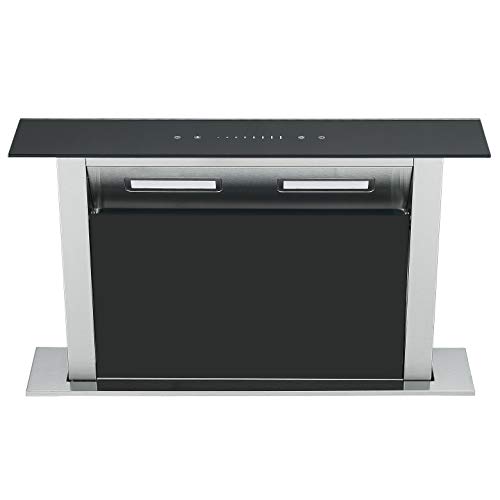 Cookology 90Cm Downdraft Cooker Hood Kitchen Island Extractor Fan Black